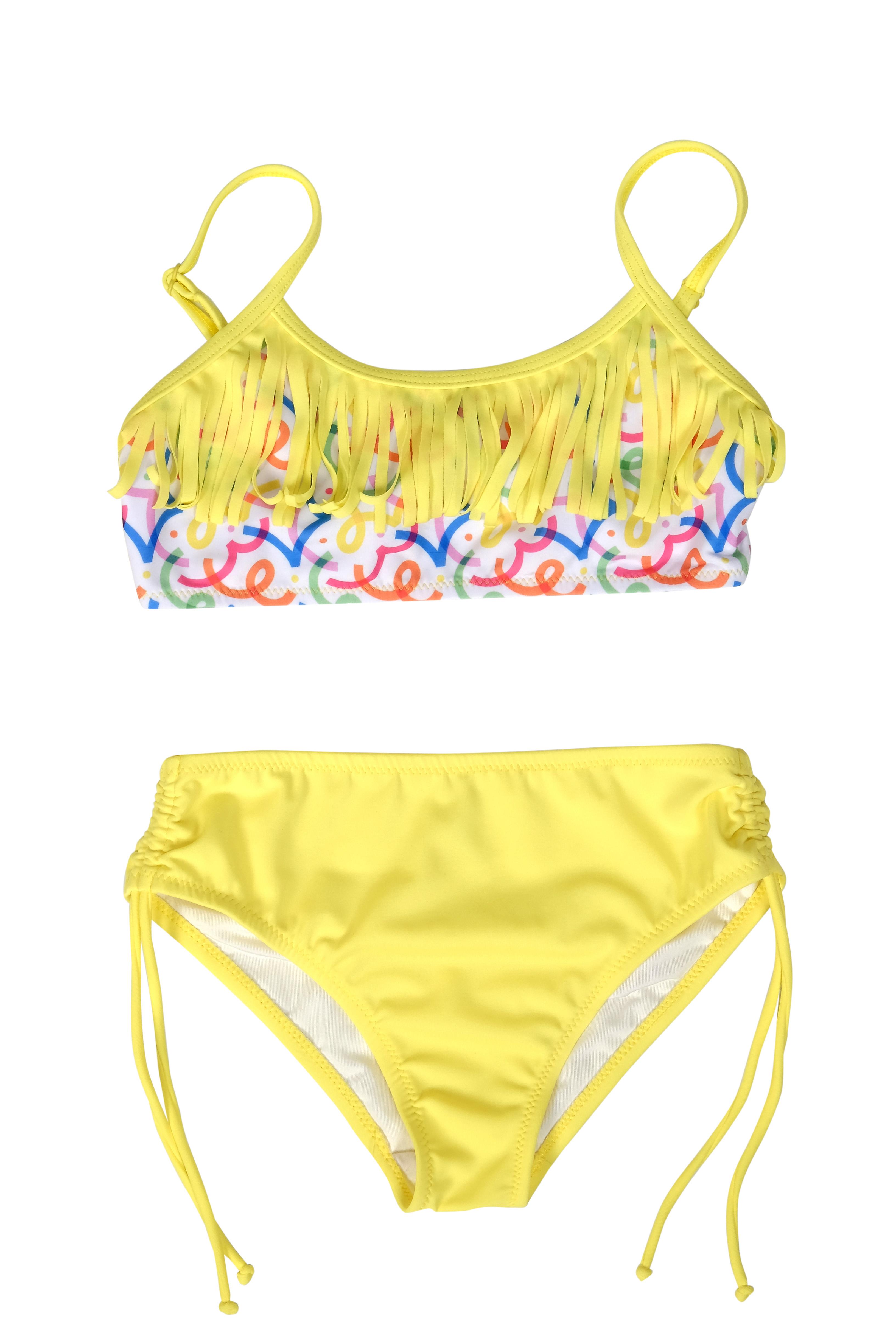 Endeep Kız Çocuk Püskül Detaylı Sarı Bikini Takımı