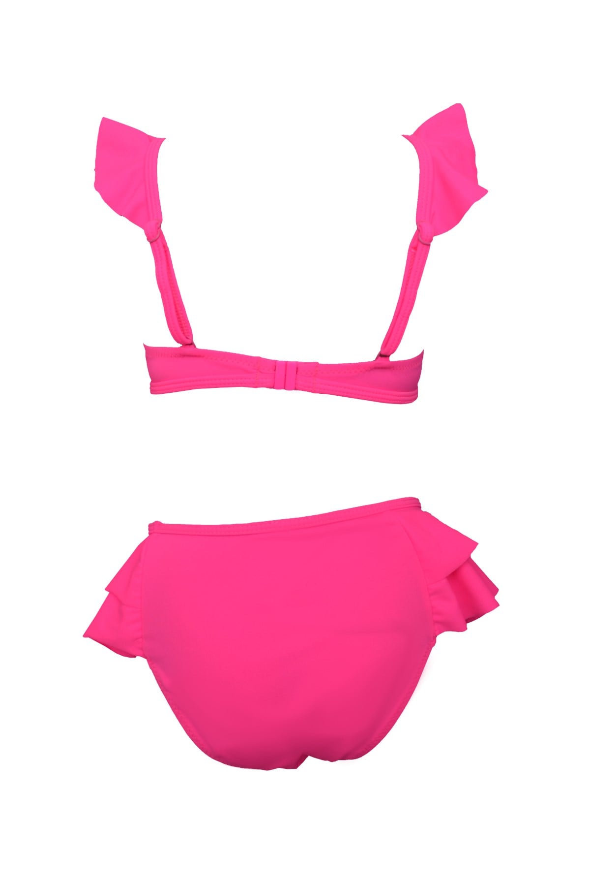 Endeep Kız Çocuk Pembe Aksesuar Detaylı Volanlı Bikini Takımı