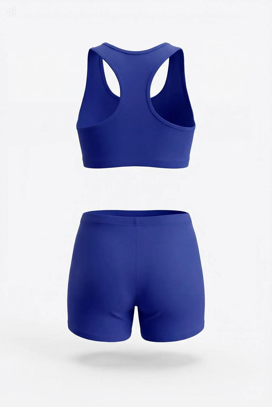 Endeep Kız Çocuk Mavi-Beyaz Bustiyer Taytlı İki Parça Yüzücü Mayo Bikini Takımı