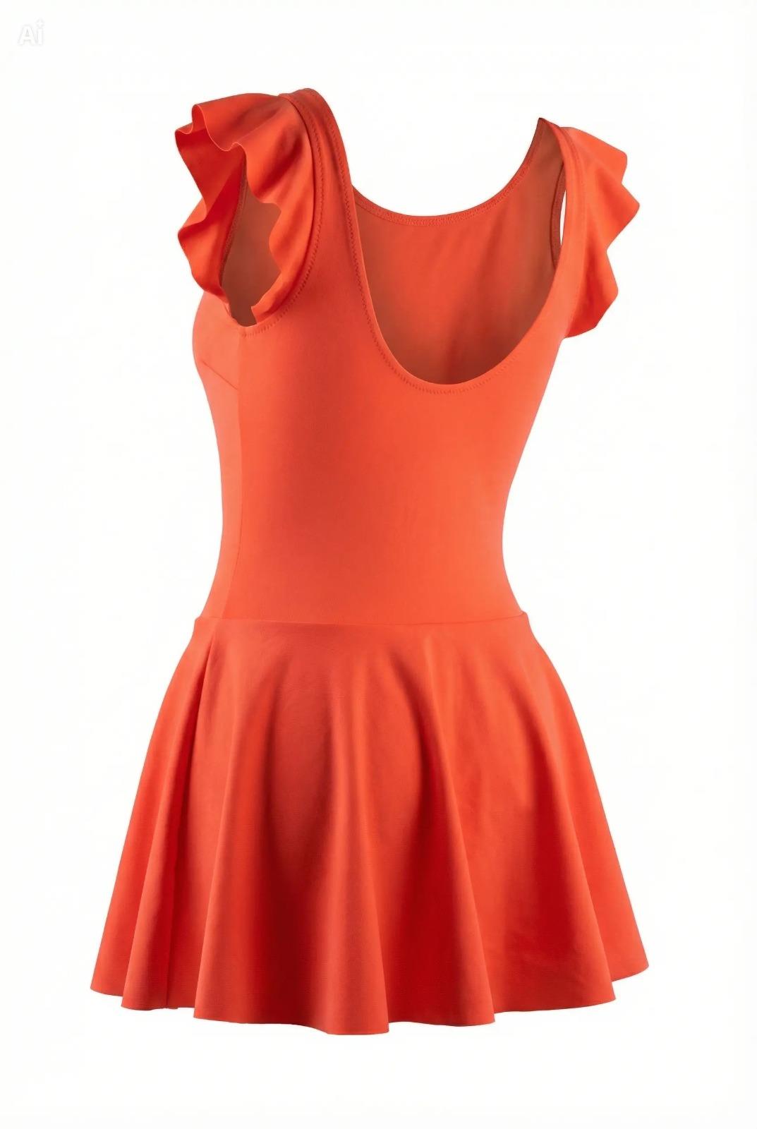 Endeep Kız Çocuk Fırfır Detaylı Turuncu Etekli Elbise Mayo