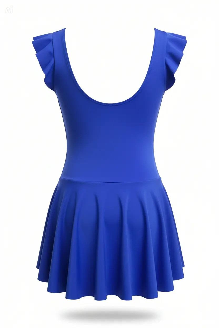 Endeep Kız Çocuk Fırfır Detaylı Mavi Etekli Elbise Mayo