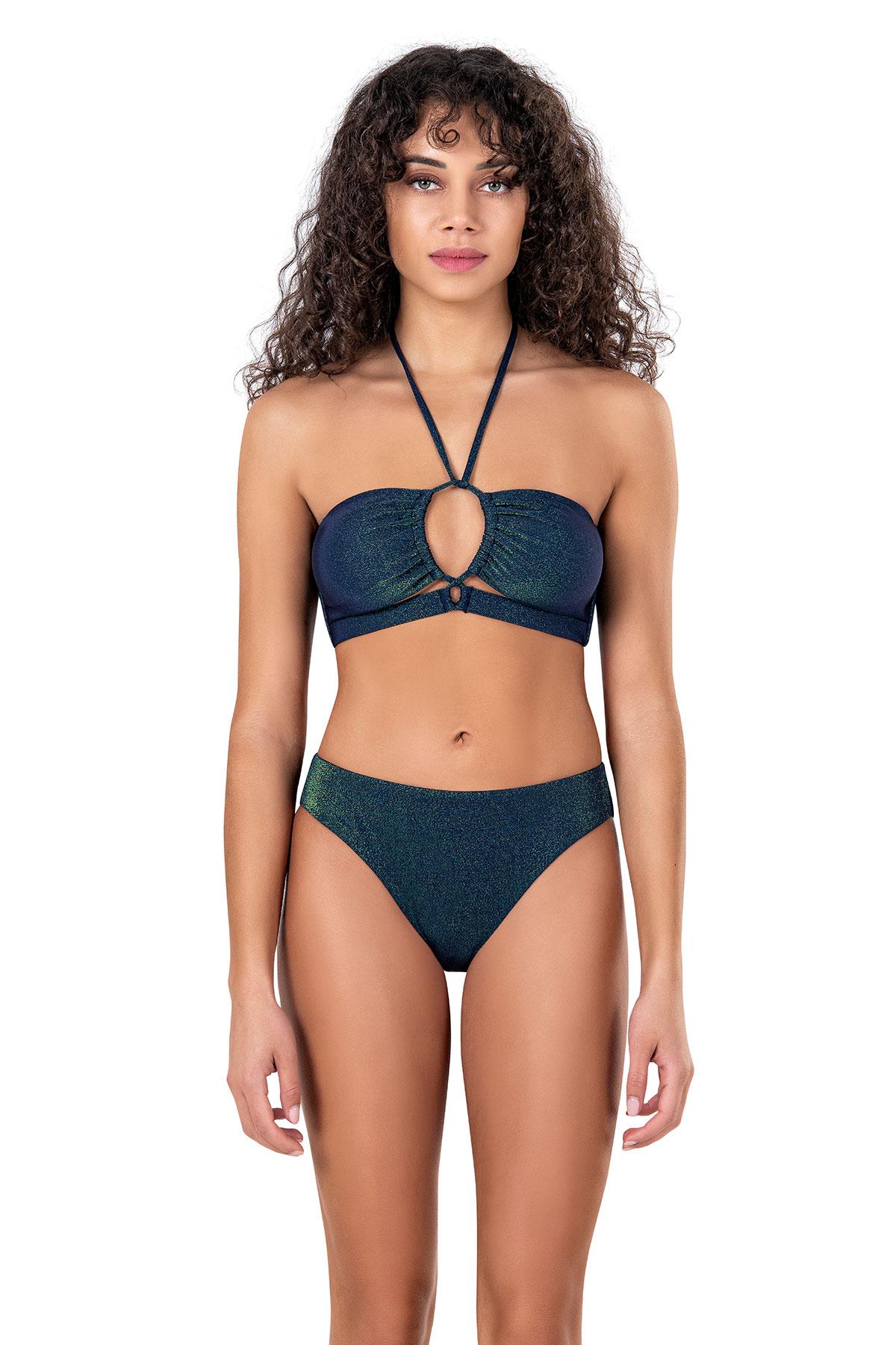 Endeep Kadın Boyundan Bağlamalı Simli Straplez Bikini Takımı