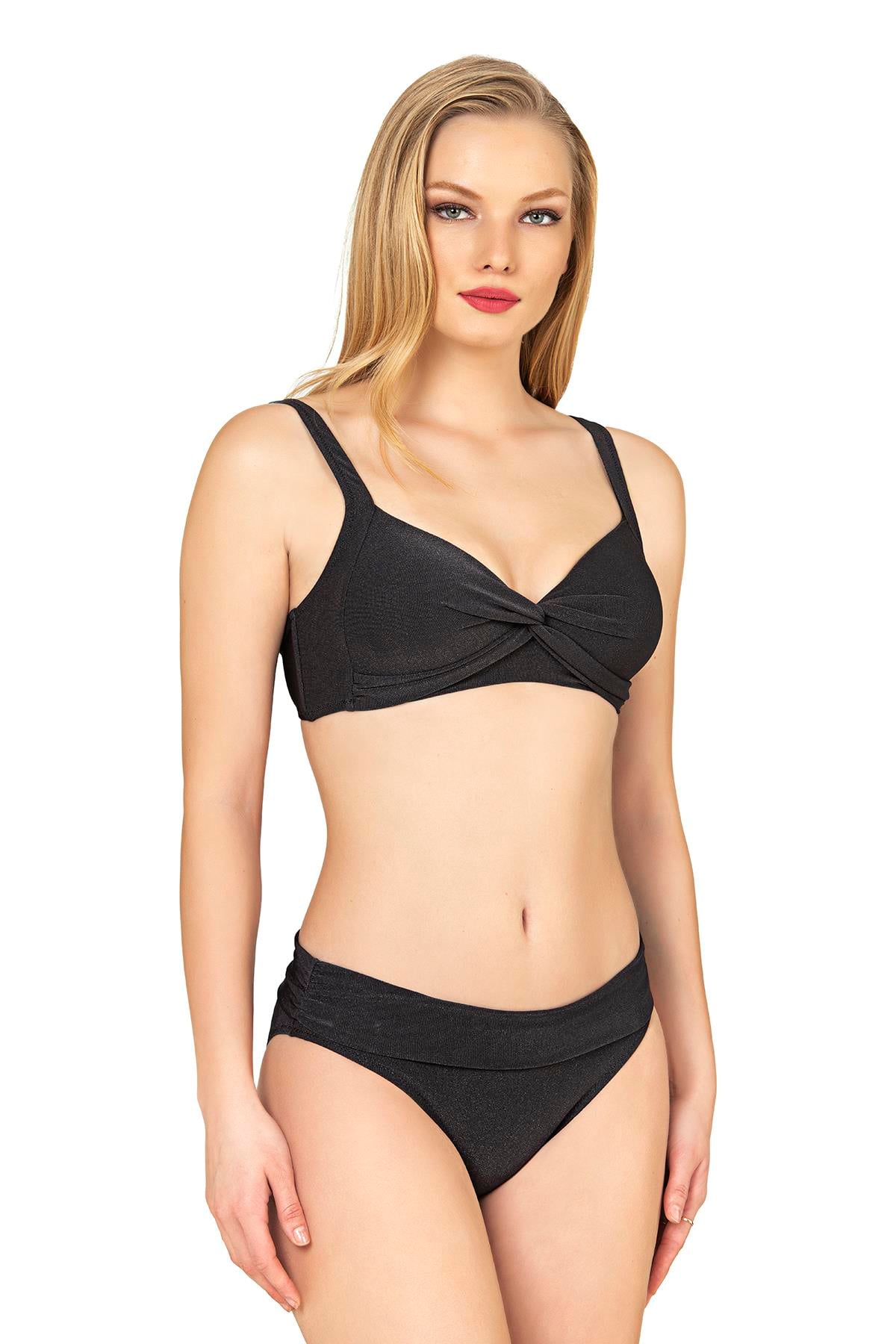 Endeep Kadın Toparlayıcı Bağlama Detaylı Siyah Bikini Takımı