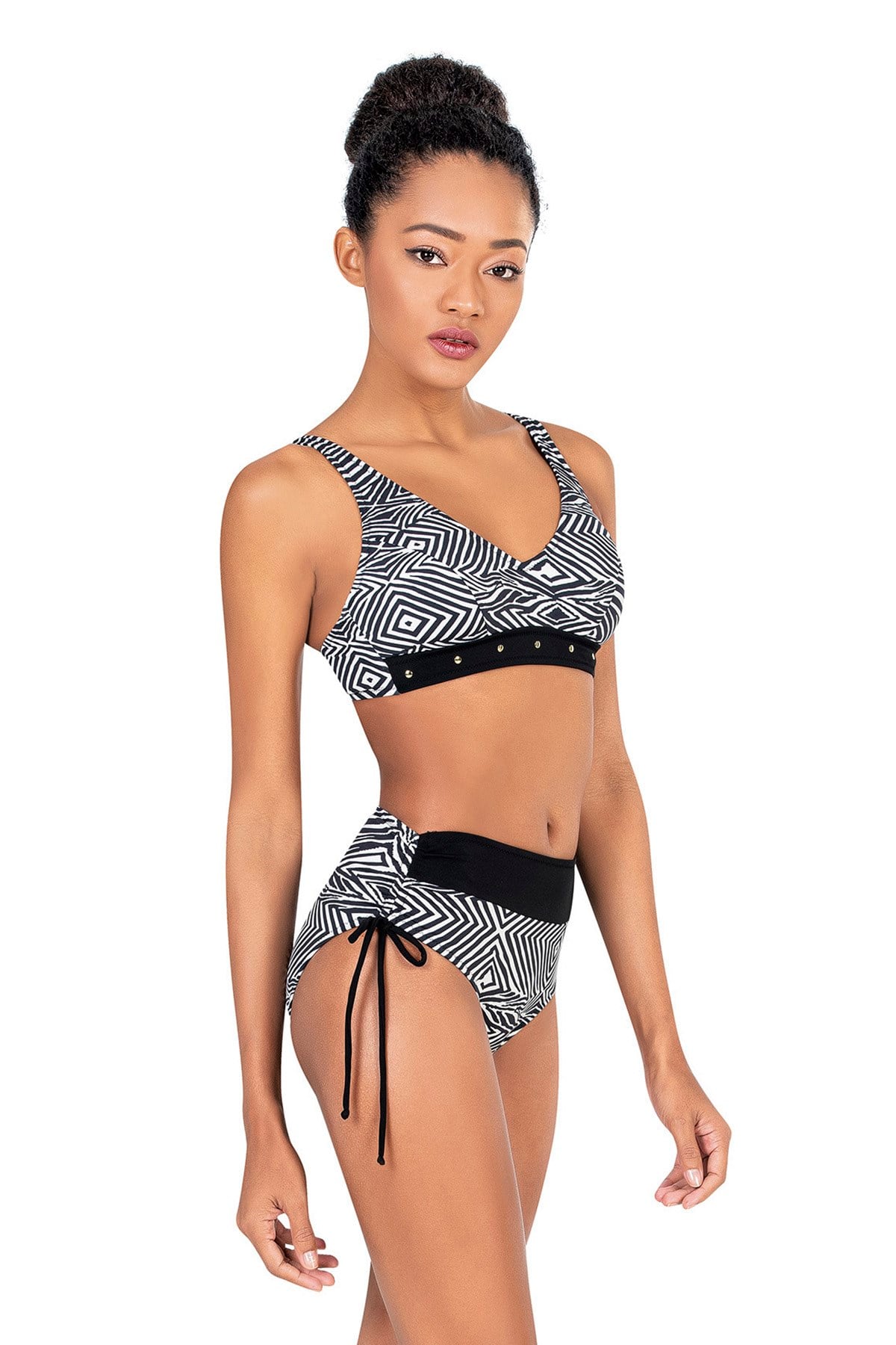 Endeep Kadın Zebra Desenli Yüksek Bel Toparlayıcı Bikini Takımı
