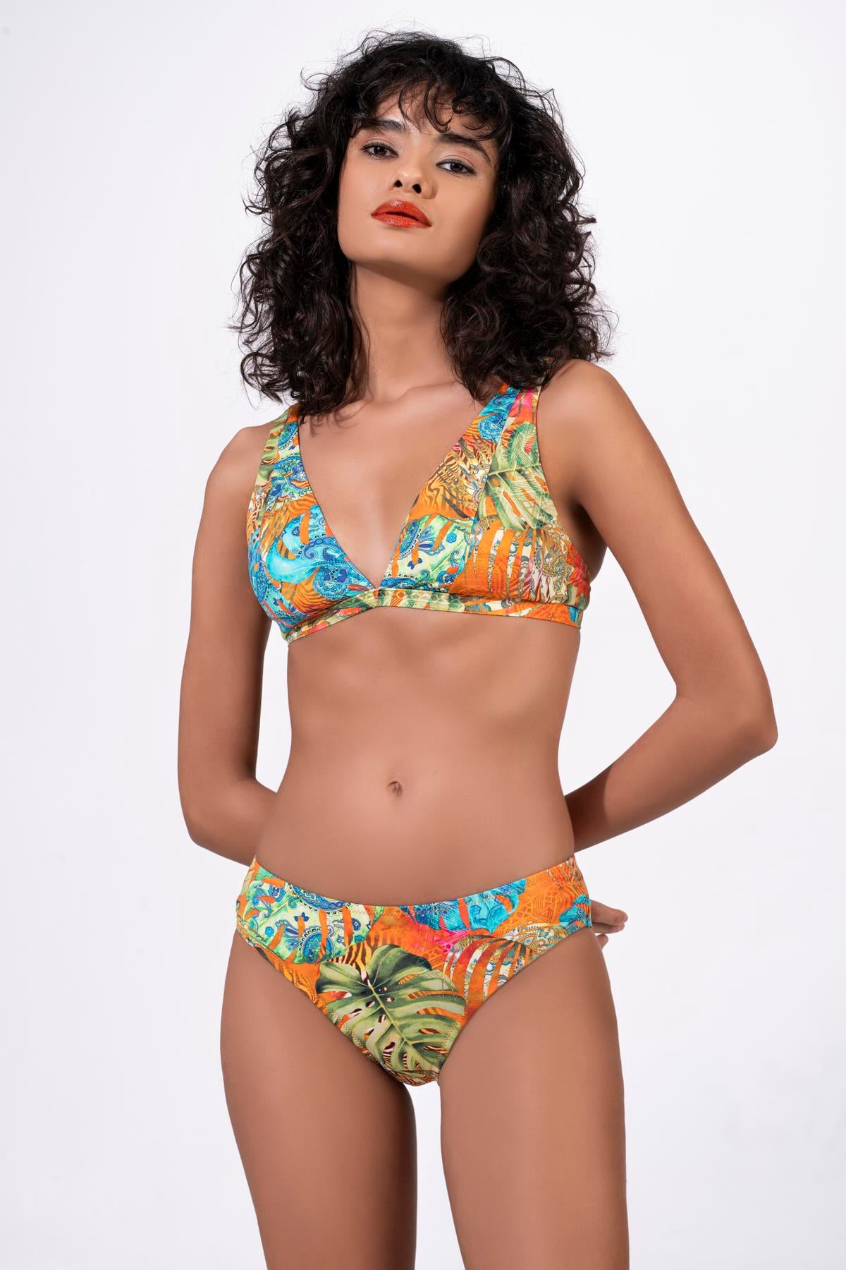 Endeep Kadın Ayarlanabilir Askılı Desenli Toparlayıcı Bikini Takımı