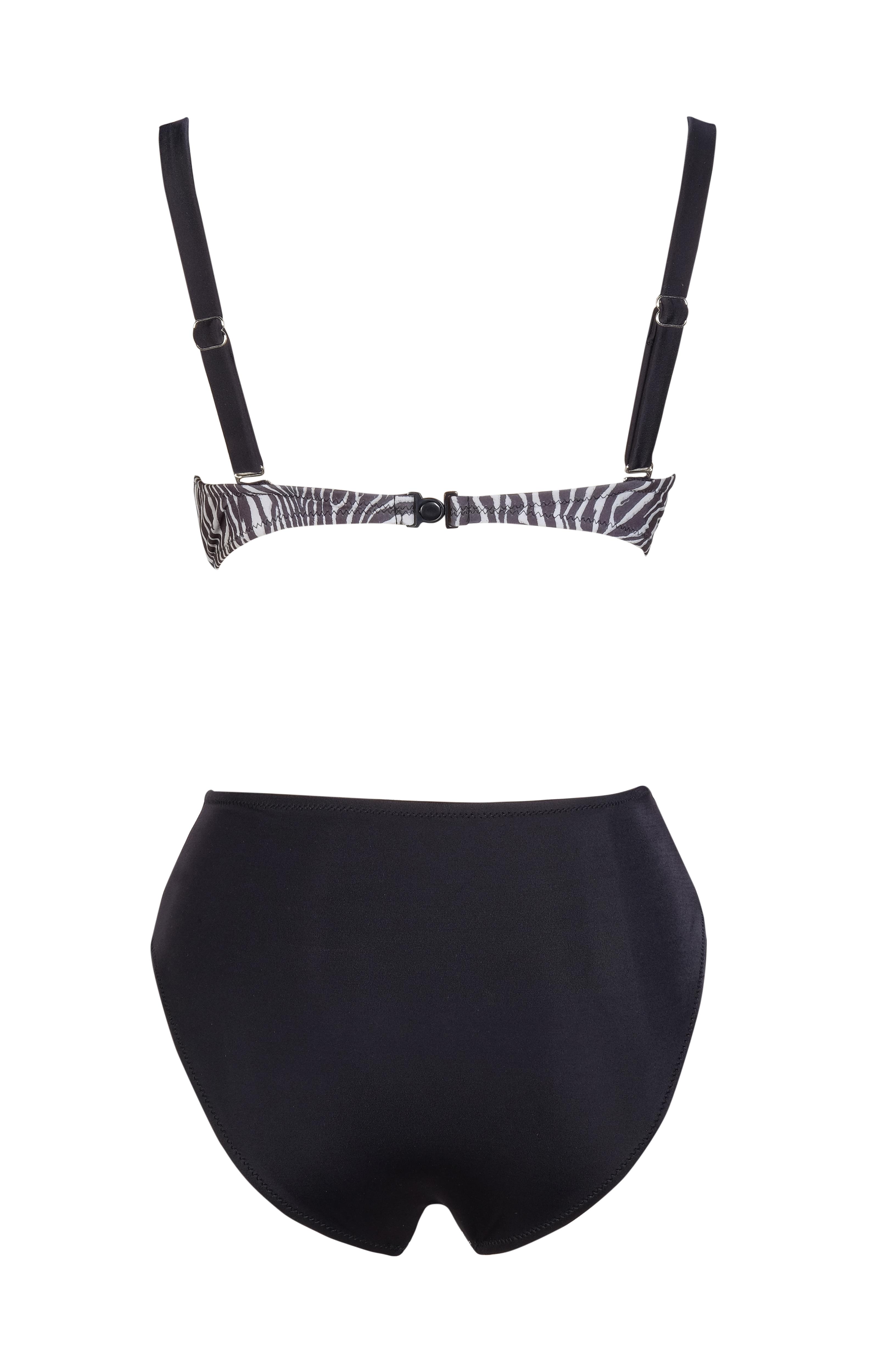 Endeep Beria Kadın Zebra Desenli Toparlayıcı Askılı Bikini Takımı