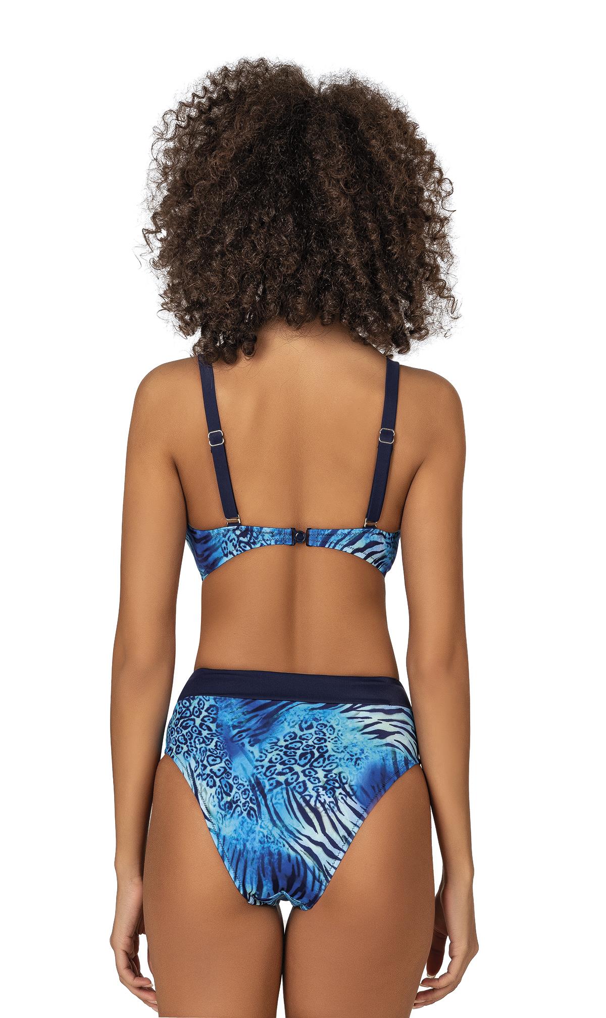 Endeep Kadın Mavi Leopar Desenli Toparlayıcı Bikini Takımı