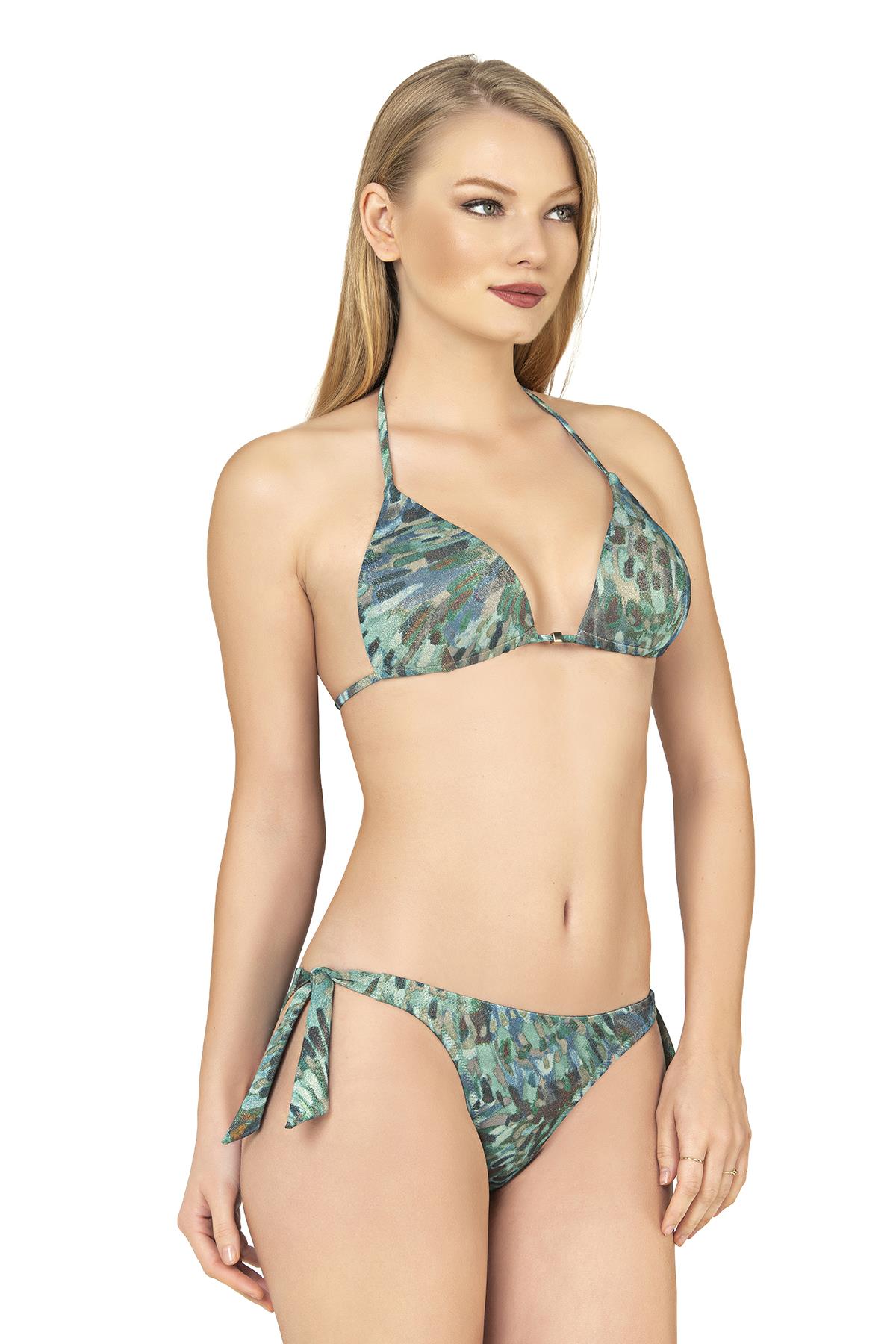 Endeep Kadın Üçgen Yarım Dolgulu Simli Bikini Takımı