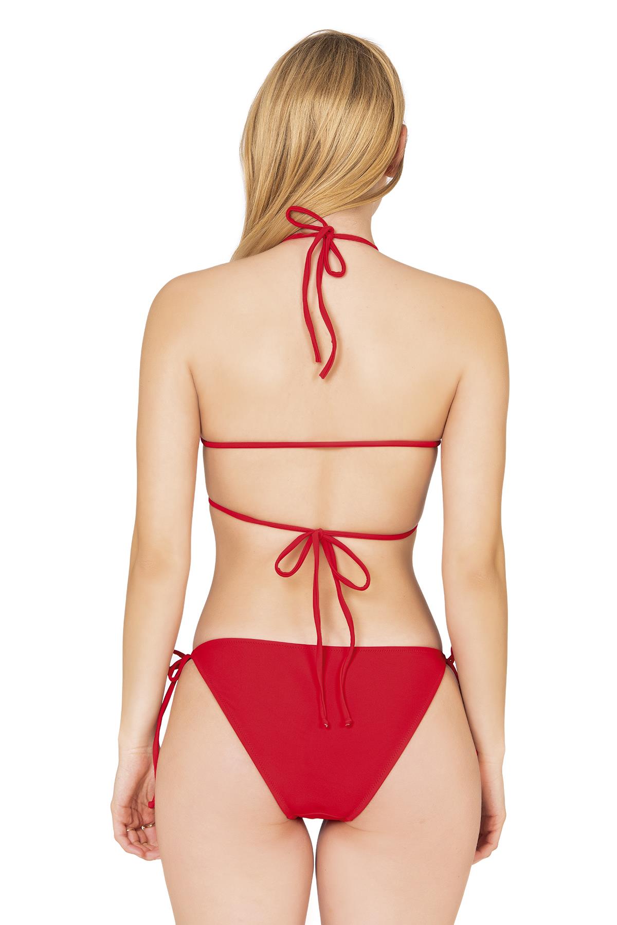 Beria Kadın Çapraz Bağlama Detaylı Üçgen İpli Kırmızı Bikini Takımı