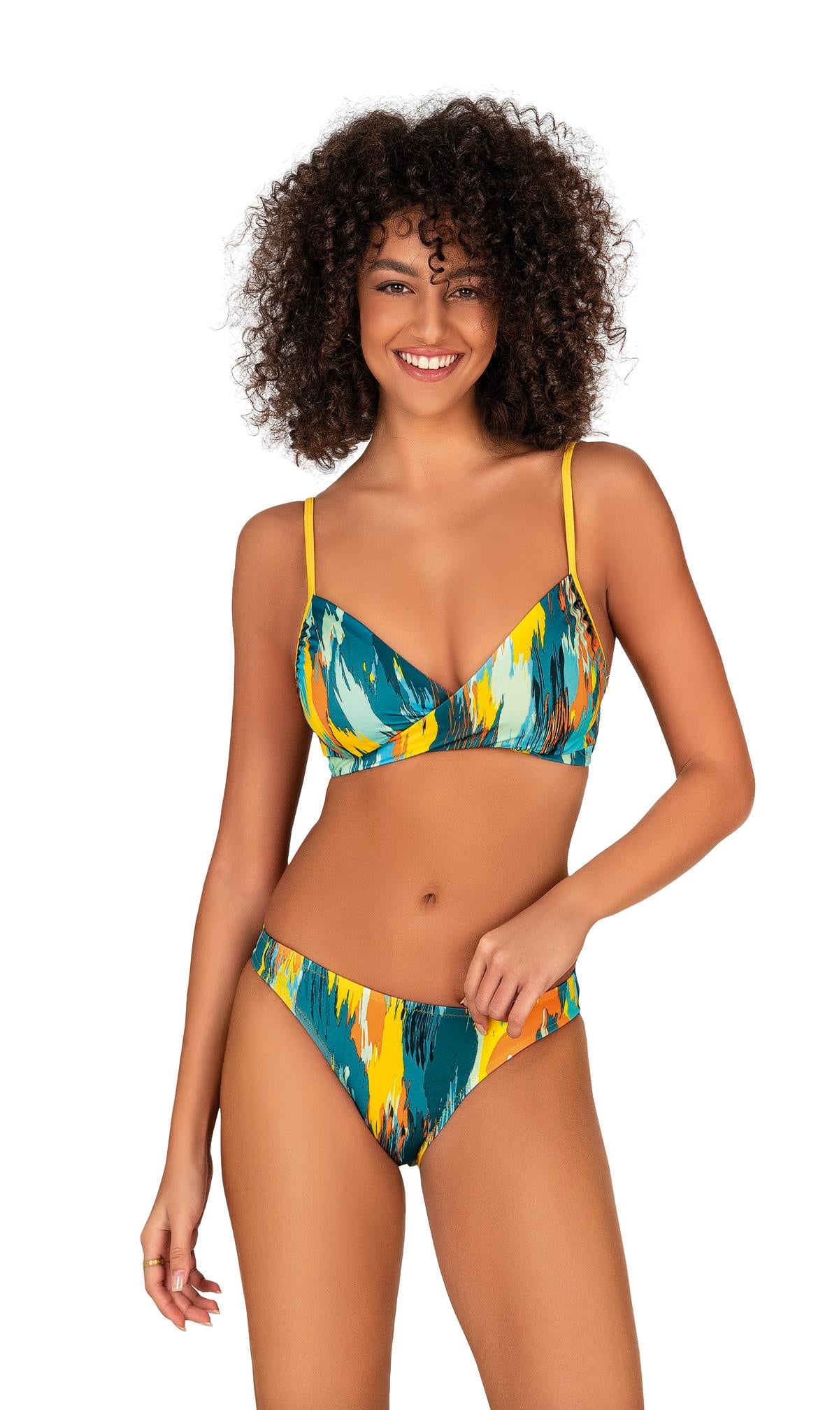 Endeep Kadın Kruvaze Yaka Desenli Bikini Takımı