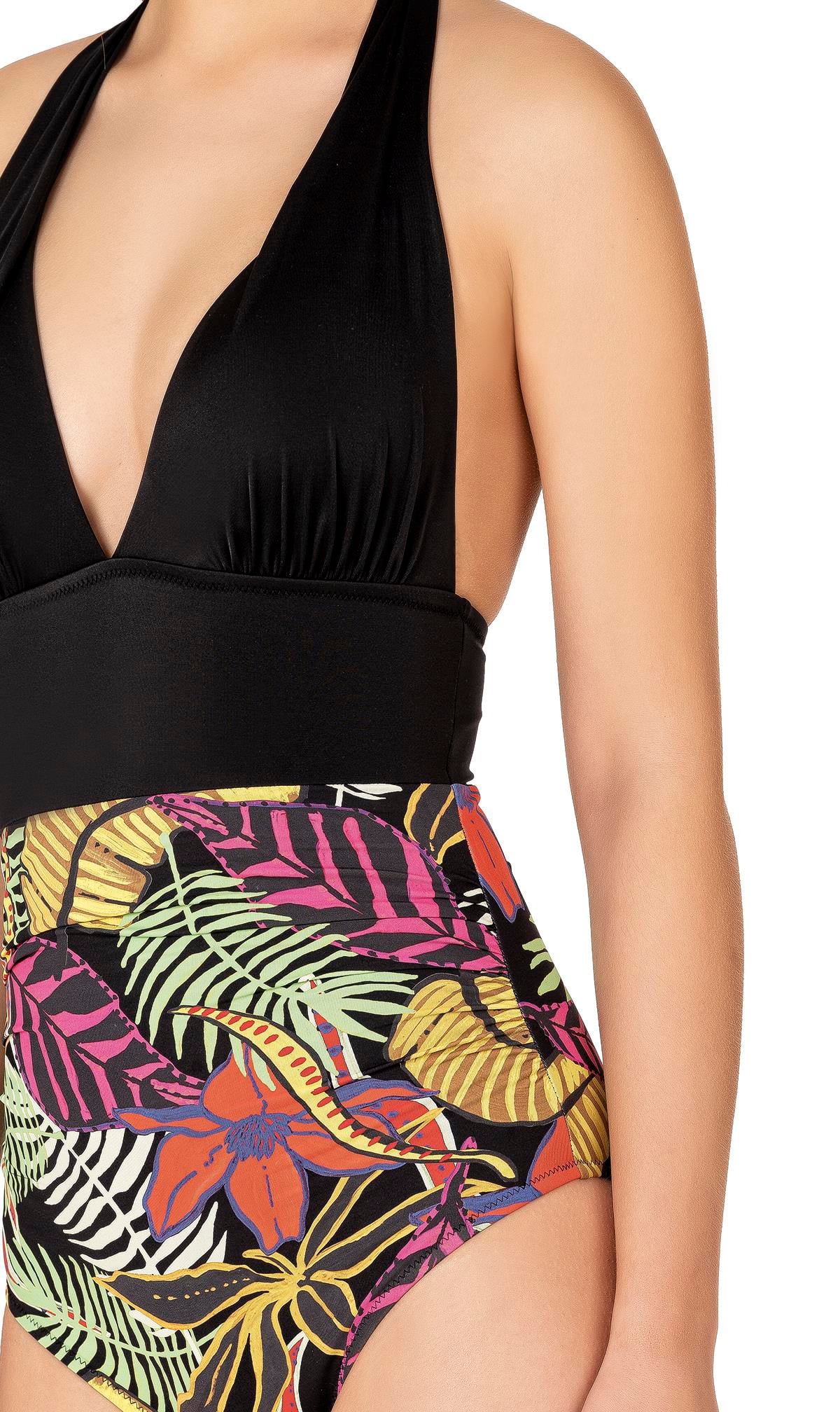 Endeep Kadın Boyundan Bağlamalı Desenli Mayo