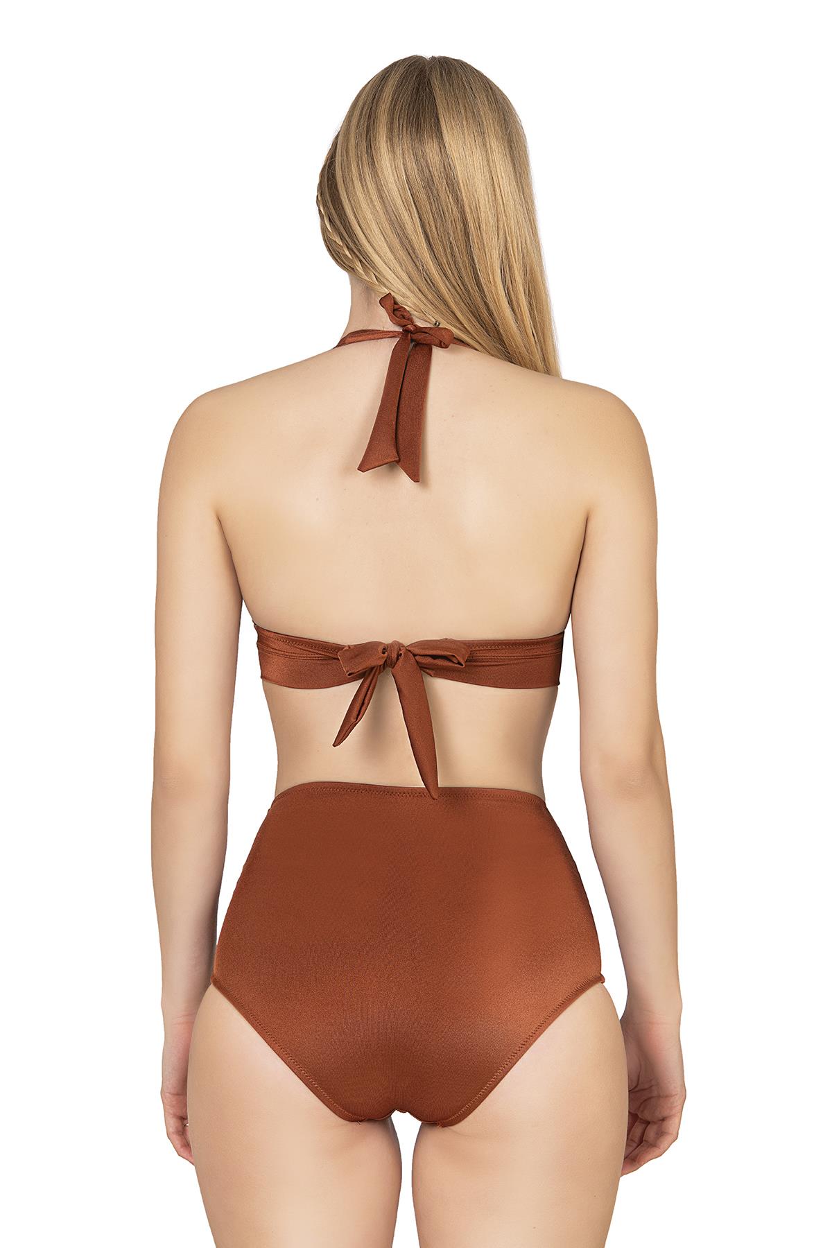 Endeep Kadın Aksesuarlı Yüksek Bel Toparlayıcı Kiremit Mayo