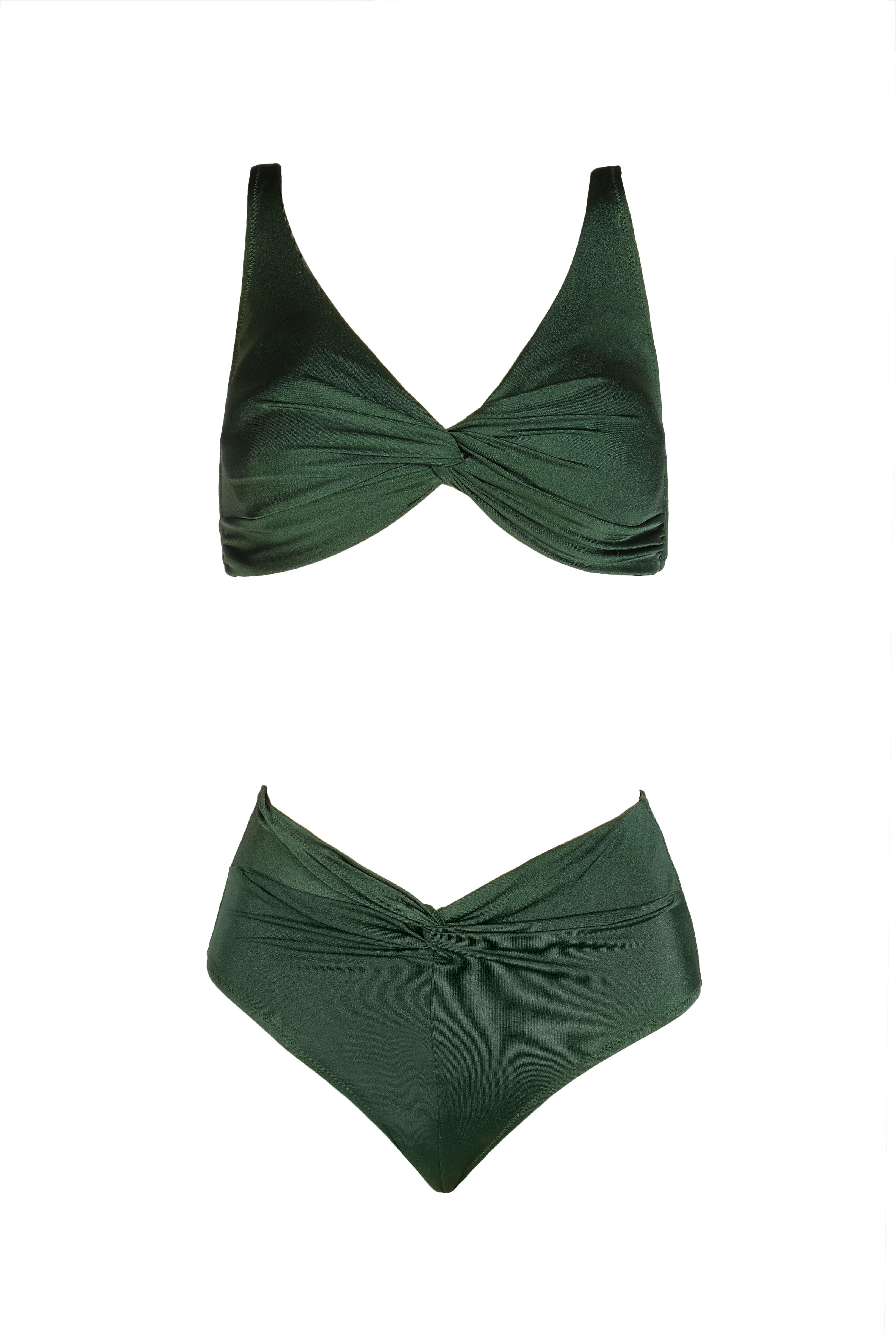 Endeep Kadın Yüksek Bel Yeşil Bikini Takımı