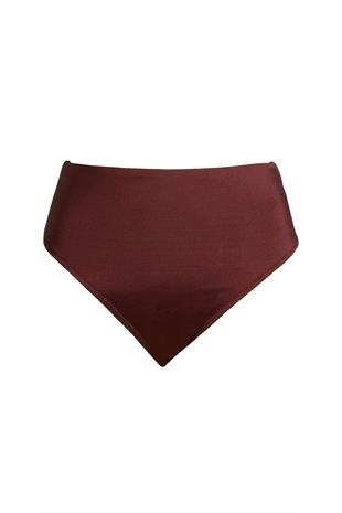 Endeep Kadın Hipster Yüksek Bel Bordo Bikini Altı