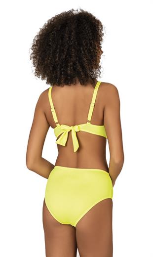 Endeep Kadın Büyük Beden Destekli Büzgü Detaylı Sarı Bikini Takımı