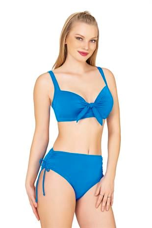 Endeep Kadın Fiyonk Detaylı Koyu Mavi Büyük Beden Bikini Takımı