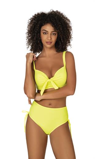 Endeep Kadın Fiyonk Detaylı Sarı Büyük Beden Bikini Takımı