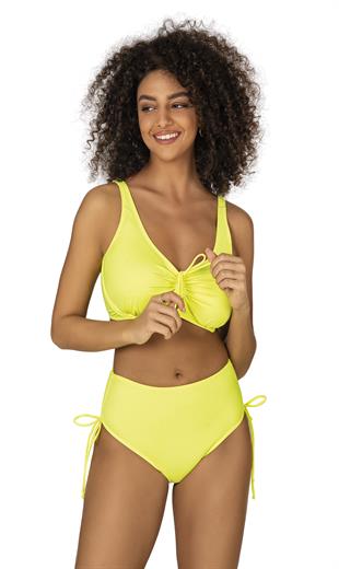 Endeep Kadın Büyük Beden Balenli Destekli Bağlama Detaylı Sarı Bikini Takımı