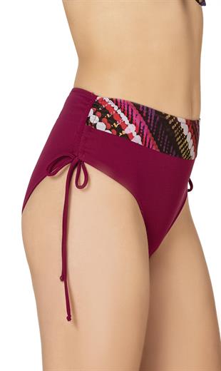 Endeep Kadın Büyük Beden Balenli Destekli Bordo Desenli Bikini Takımı