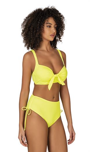Endeep Kadın Fiyonk Detaylı Sarı Büyük Beden Bikini Takımı