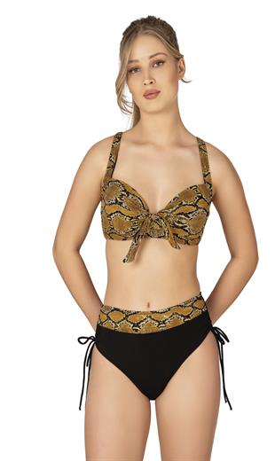 Endeep Kadın Büyük Beden Balenli Destekli Yılan Desenli Bikini Takımı