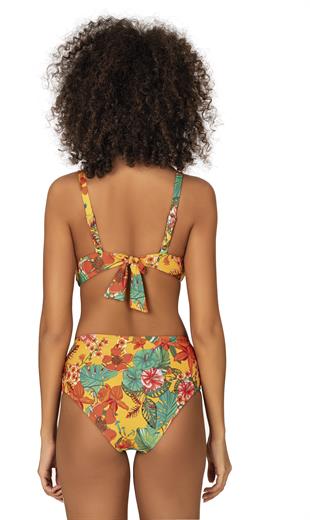 Endeep Kadın Büyük Beden Destekli Büzgü Detaylı Çiçek Desenli Bikini Takımı
