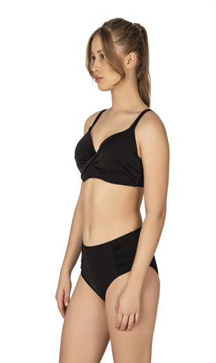 Endeep Kadın Büyük Beden Destekli Büzgü Detaylı Siyah Bikini Takımı
