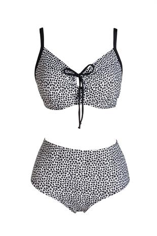 Endeep Kadın Balenli Destekli Büyük Beden Yüksek Bel Bikini Takımı
