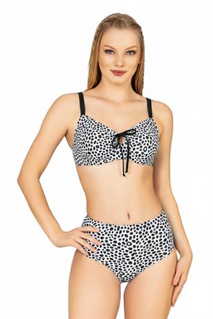 Endeep Kadın Balenli Destekli Büyük Beden Yüksek Bel Bikini Takımı