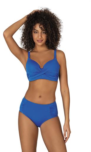 Endeep Kadın Büyük Beden Destekli Büzgü Detaylı Mavi Bikini Takımı