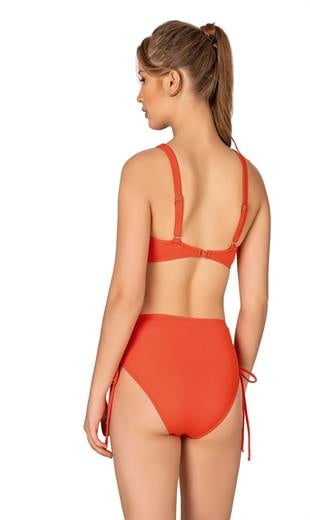 Endeep Kadın Büyük Beden Balenli Destekli Bağlama Detaylı Turuncu Bikini Takımı