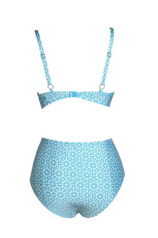 Endeep Kadın Balenli Destekli Büyük Beden Açık Mavi Yüksek Bel Bikini Takımı