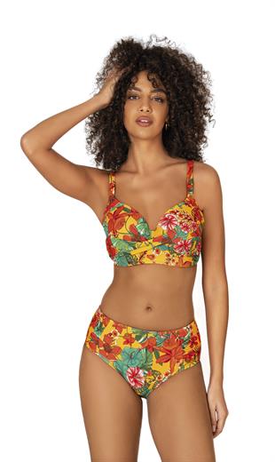Endeep Kadın Büyük Beden Destekli Büzgü Detaylı Çiçek Desenli Bikini Takımı