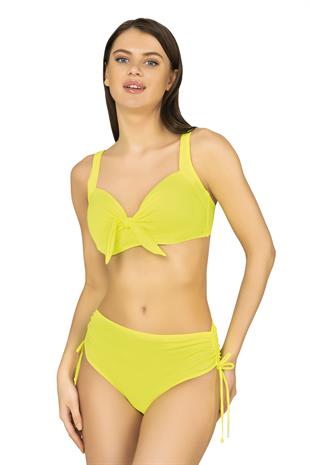 Endeep Kadın Fiyonk Detaylı Sarı Büyük Beden Bikini Takımı