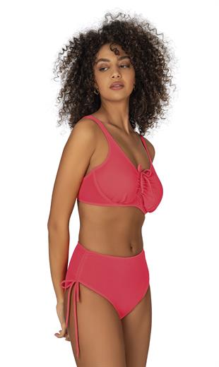 Endeep Kadın Büyük Beden Balenli Destekli Bağlama Detaylı Pembe Bikini Takımı