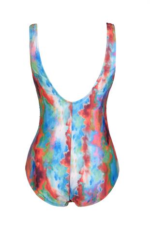 Endeep Beria Kadın Büyük Beden Soyut Desenli Toparlayıcı Mayo