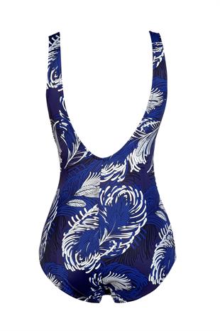 Endeep Beria Kadın Büyük Beden Yaprak Desenli Toparlayıcı Mayo