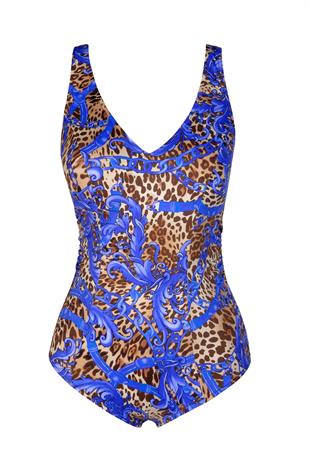 Endeep Beria Kadın Büyük Beden Kuplu Leopar Desenli Toparlayıcı Mayo