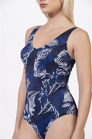 Endeep Beria Kadın Büyük Beden Yaprak Desenli Toparlayıcı Mayo