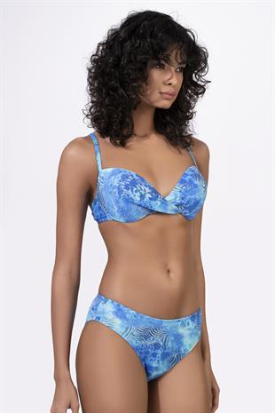 Endeep Kadın Desenli Özel Lurex Kumaşlı Balenli Destekli Bikini Takımı