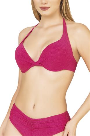 Endeep Kadın Büzgü Detaylı Destekli Pembe Bikini Takımı