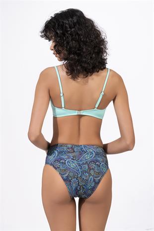 Endeep Kadın Desenli Yüksek Bel Çapraz Detaylı Destekli Bikini Takımı