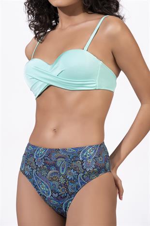 Endeep Kadın Desenli Yüksek Bel Çapraz Detaylı Destekli Bikini Takımı