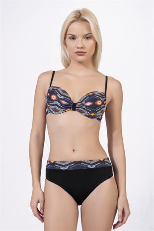 Endeep Kadın Geometrik Dokulu Desenli Balenli Destekli Bikini Takımı
