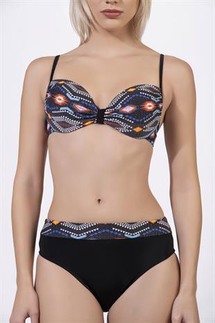 Endeep Kadın Geometrik Dokulu Desenli Balenli Destekli Bikini Takımı