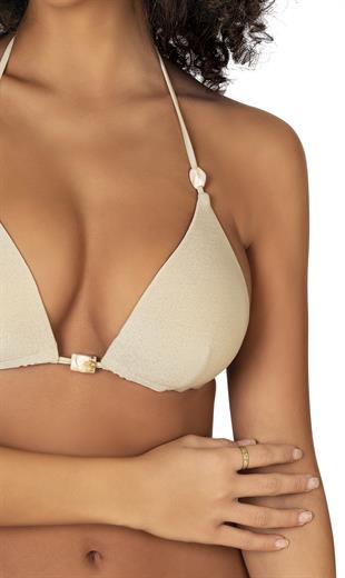 Endeep Kadın Yarım Dolgulu Aksesuarlı Simli Bej Bikini Takımı