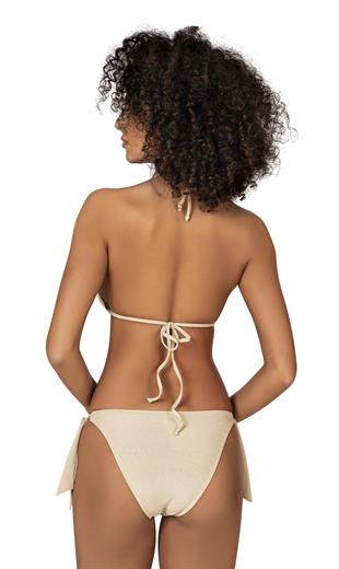 Endeep Kadın Yarım Dolgulu Aksesuarlı Simli Bej Bikini Takımı