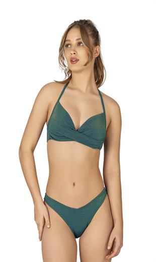 Endeep Kadın Yarım Dolgulu V Alt Detaylı Simli Bikini Takımı