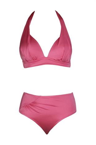 Beria Kadın Yarım Dolgulu Parlak Pembe Bikini Takımı