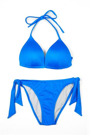 Beria Kadın Üçgen Yarım Dolgulu Saks Mavi Bikini Takımı